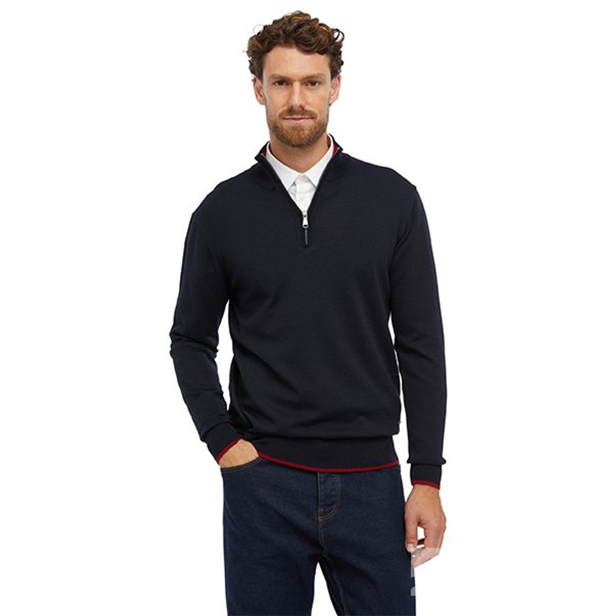 M KNIT HALF ZIP - TRICOT MERIN Свитер LIGHT SCARAB