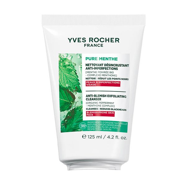 PURE MENTHE Гель-гоммаж для умывания против черных точек 3 в 1 с перечной Мятой БИО